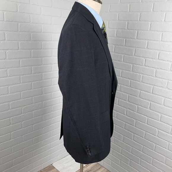 Palm Beach Christian St John Blazer Men 42 Gray‎ Blue Multi Plaid Jacket USA VTG - Picture 5 of 16